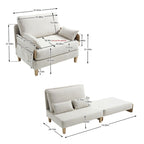 Chenille Upholstered 3-in-1 Convertible Sleeper Foldable Sofa Bed Recliner Chair with 3 Pillows