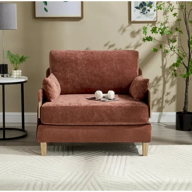 Chenille Upholstered 3-in-1 Convertible Sleeper Foldable Sofa Bed Recliner Chair with 3 Pillows