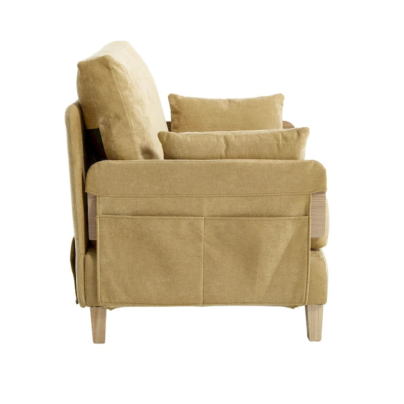 Chenille Upholstered 3-in-1 Convertible Sleeper Foldable Sofa Bed Recliner Chair with 3 Pillows