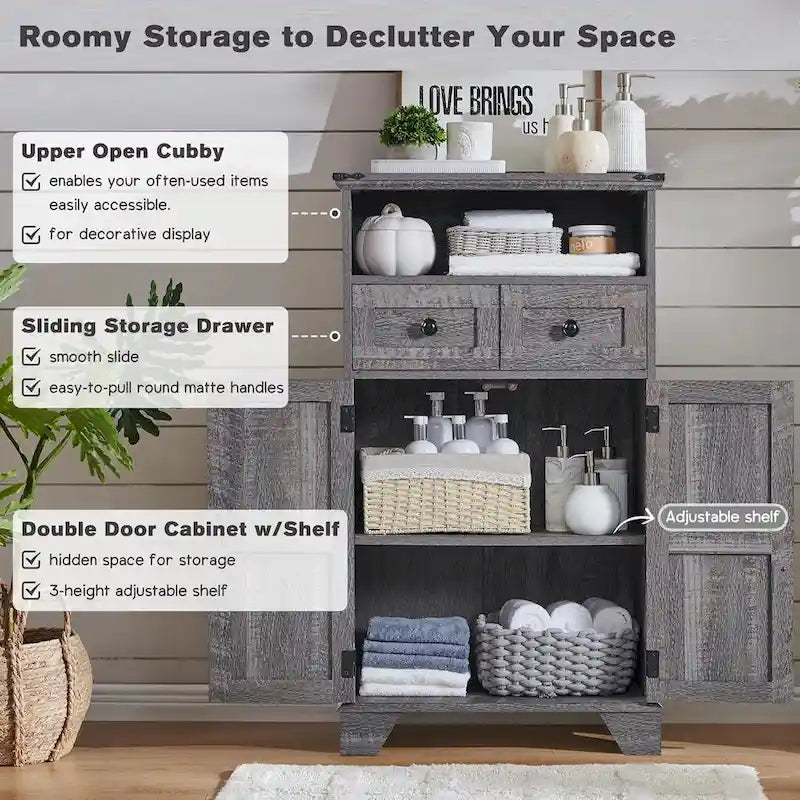 24 Farmhouse Bathroom Floor Cabinet, Wide Bathroom Storage Cabinet
