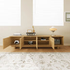 78.74 Modern TV Stands,Natural Wood Texture,Media Console With 4 Cabinets, Solid Wood Veneer,Fully Assembled - 78.87