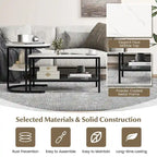 Gymax Nesting Coffee Table Set of 2 Faux Marble Top Detachable w/