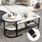 Gymax Nesting Coffee Table Set of 2 Faux Marble Top Detachable w/