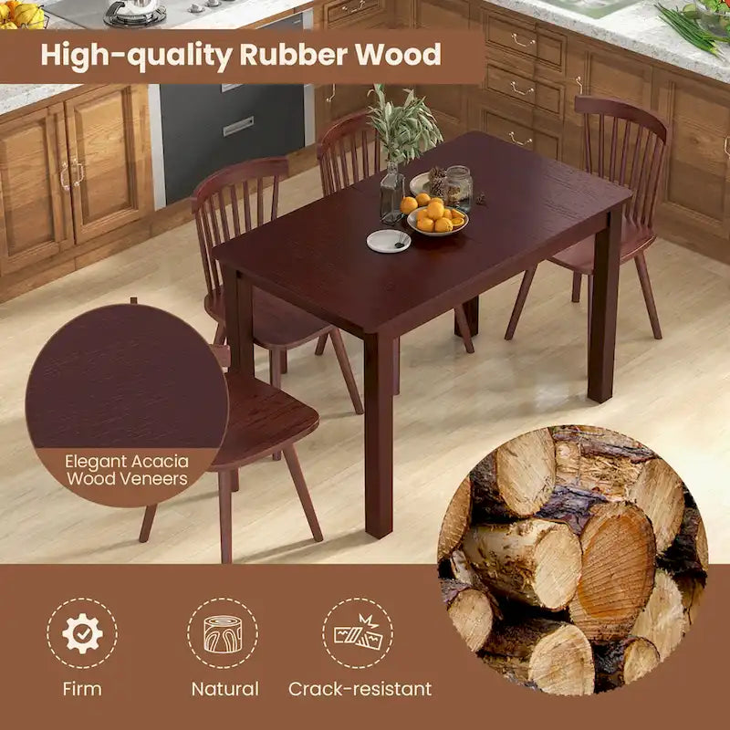 Costway Extendable Dining Table Folding Rubber Wood Table for 4 People - Cherry Color - See Details