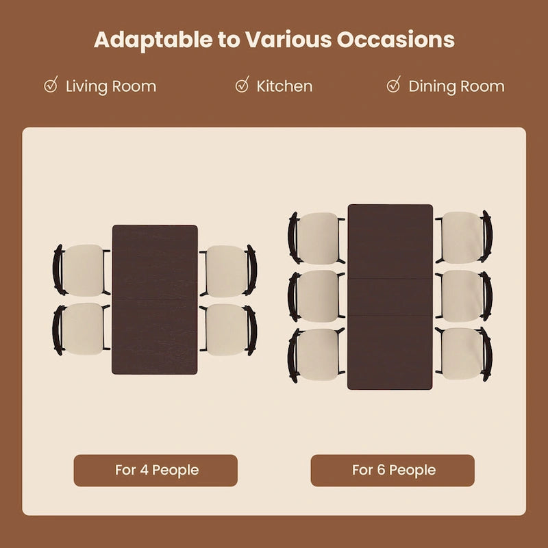 Costway Extendable Dining Table Folding Rubber Wood Table for 4 People - Cherry Color - See Details