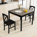 Costway 3 PCS Dining Table Set Wooden Square Kitchen Table with 2