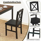 Costway 3 PCS Dining Table Set Wooden Square Kitchen Table with 2