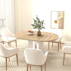 Elegant Farmhouse Round Dining Table with Adjustable Length and X-Base Be Used for Modern Dining Room