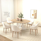 Elegant Farmhouse Round Dining Table with Adjustable Length and X-Base Be Used for Modern Dining Room