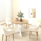Elegant Farmhouse Round Dining Table with Adjustable Length and X-Base Be Used for Modern Dining Room