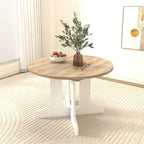 Elegant Farmhouse Round Dining Table with Adjustable Length and X-Base Be Used for Modern Dining Room