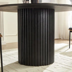 Elegant Farmhouse Round Dining Table with Adjustable Length and X-Base Be Used for Modern Dining Room