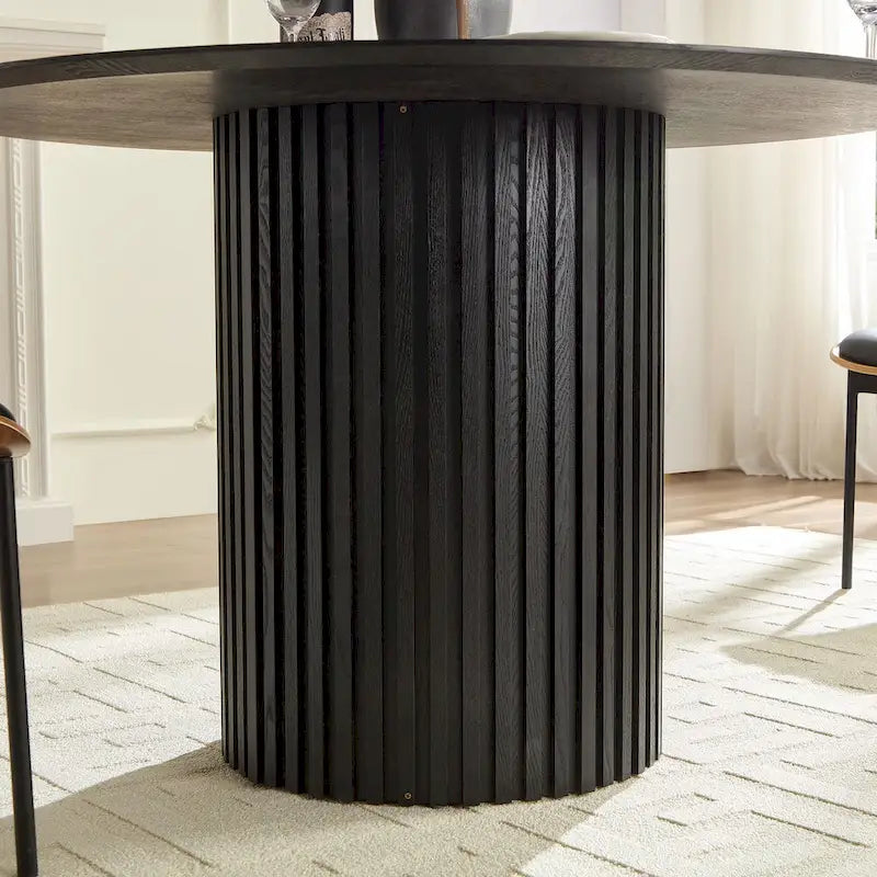 Elegant Farmhouse Round Dining Table with Adjustable Length and X-Base Be Used for Modern Dining Room