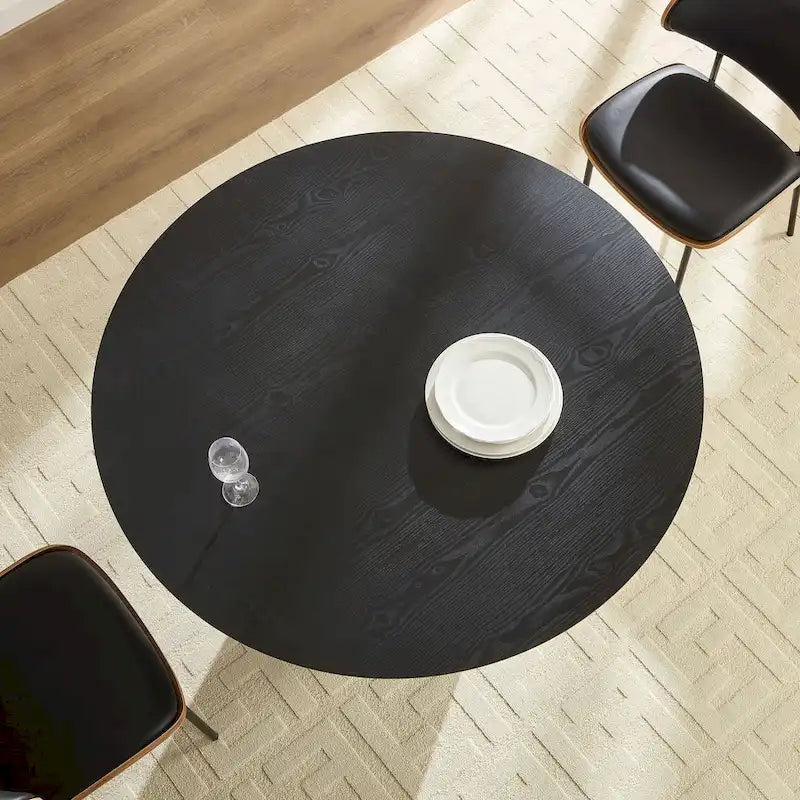 Elegant Farmhouse Round Dining Table with Adjustable Length and X-Base Be Used for Modern Dining Room