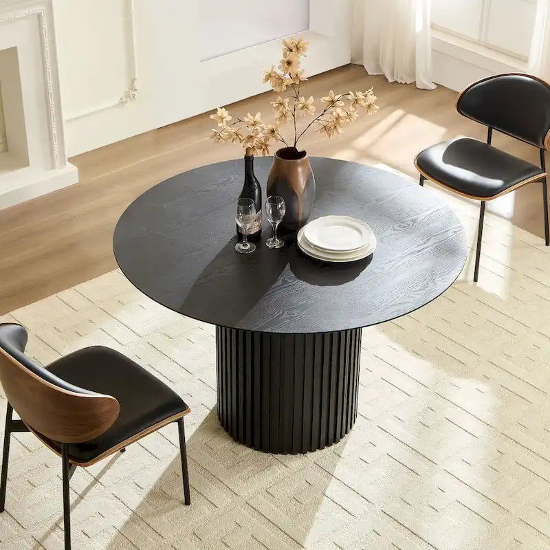Elegant Farmhouse Round Dining Table with Adjustable Length and X-Base Be Used for Modern Dining Room