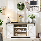 32 Tall Farmhouse TV Stand for 80 TV, Wood Entertainment Center