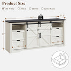 32 Tall Farmhouse TV Stand for 80 TV, Wood Entertainment Center