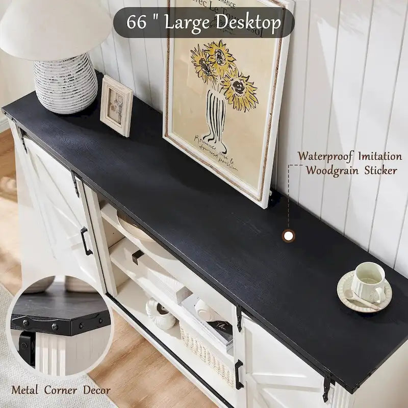 32 Tall Farmhouse TV Stand for 80 TV, Wood Entertainment Center