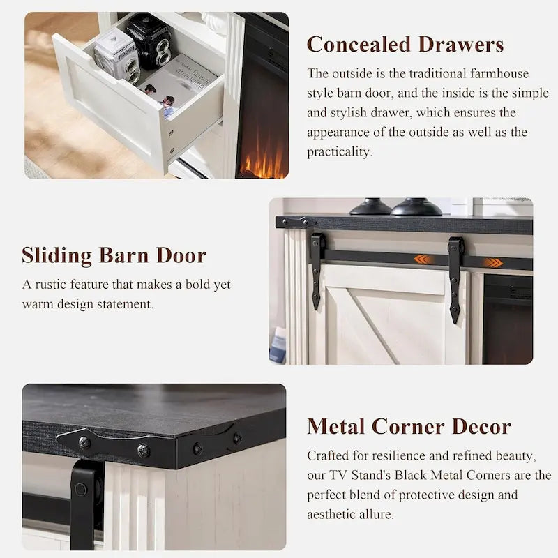 32 Tall Farmhouse TV Stand for 80 TV, Wood Entertainment Center