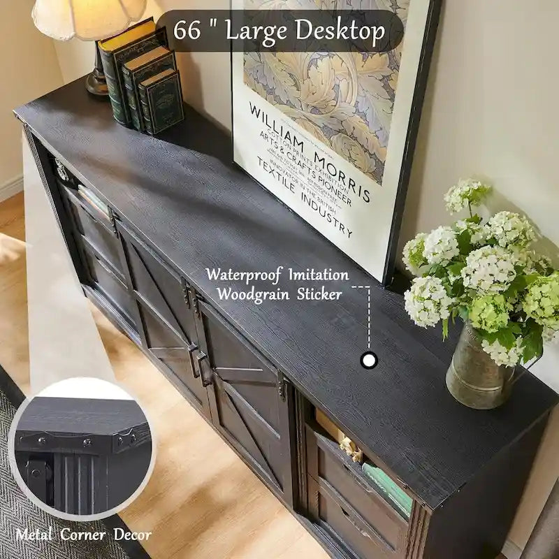 32 Tall Farmhouse TV Stand for 80 TV, Wood Entertainment Center