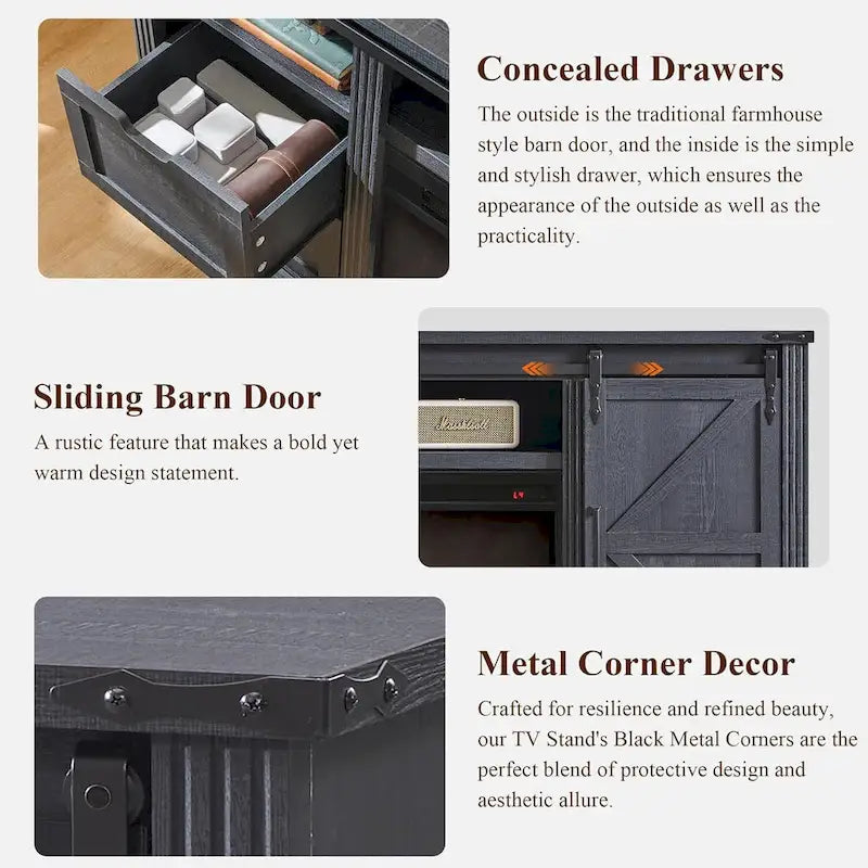 32 Tall Farmhouse TV Stand for 80 TV, Wood Entertainment Center