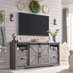 32 Tall Farmhouse TV Stand for 80 TV, Wood Entertainment Center
