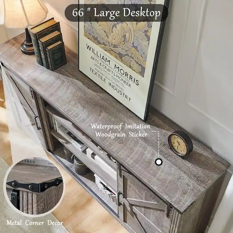 32 Tall Farmhouse TV Stand for 80 TV, Wood Entertainment Center