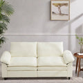 80.31 Linen 2-Seat Sofa with Hidden Compartment and Soft Armrests - Sturdy Rubberwood Legs