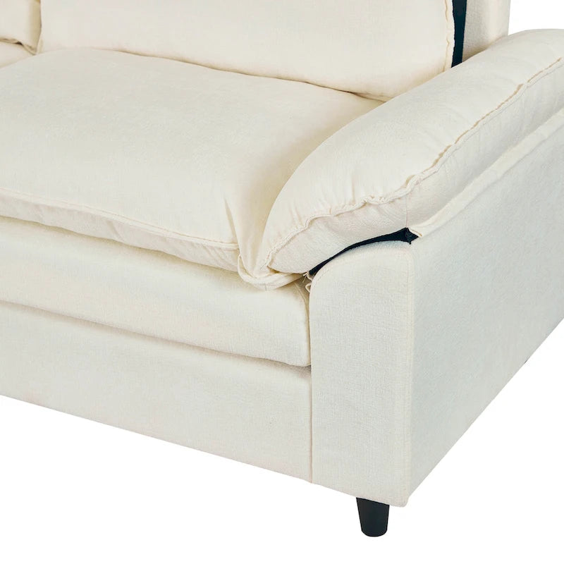 80.31 Linen 2-Seat Sofa with Hidden Compartment and Soft Armrests - Sturdy Rubberwood Legs
