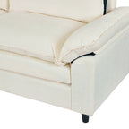 80.31 Linen 2-Seat Sofa with Hidden Compartment and Soft Armrests - Sturdy Rubberwood Legs