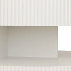 Double Layer Round Coffee Table Modern Center Table Vertical Striped Coffee Table with Storage Space, for Living Room