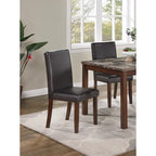 5 Piece Dining Table Set, Kitchen Dinette Set with Faux Marble Top Table, Bench and 3 Faux Leather Cushioned Chairs