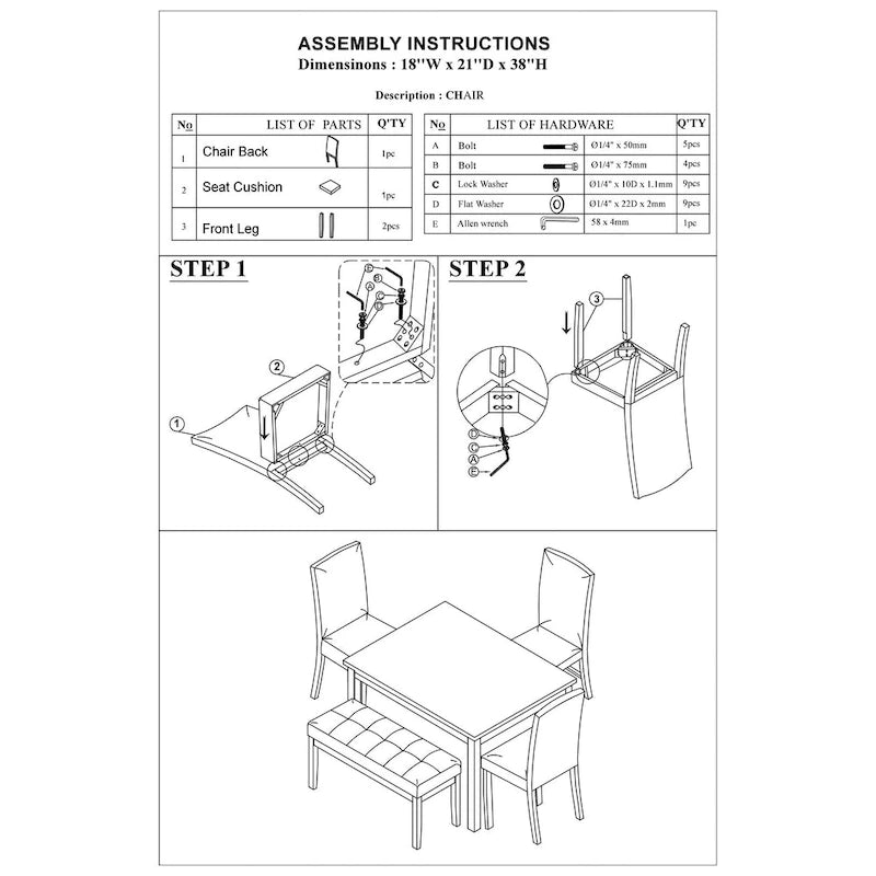 5 Piece Dining Table Set, Kitchen Dinette Set with Faux Marble Top Table, Bench and 3 Faux Leather Cushioned Chairs