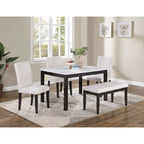 5 Piece Dining Table Set, Kitchen Dinette Set with Faux Marble Top Table, Bench and 3 Faux Leather Cushioned Chairs