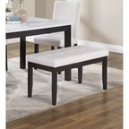 5 Piece Dining Table Set, Kitchen Dinette Set with Faux Marble Top Table, Bench and 3 Faux Leather Cushioned Chairs