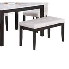 5 Piece Dining Table Set, Kitchen Dinette Set with Faux Marble Top Table, Bench and 3 Faux Leather Cushioned Chairs