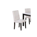 5 Piece Dining Table Set, Kitchen Dinette Set with Faux Marble Top Table, Bench and 3 Faux Leather Cushioned Chairs