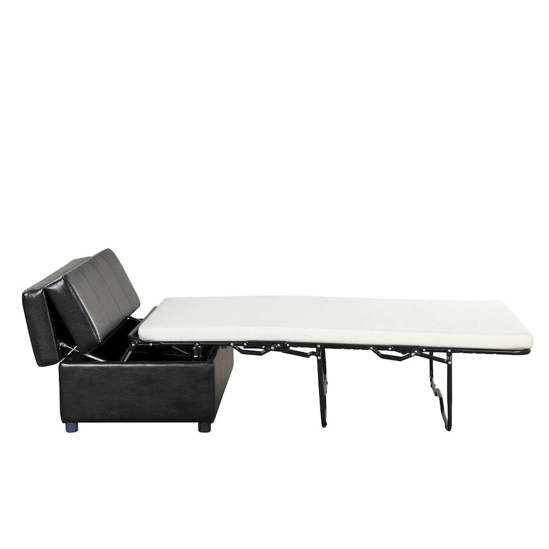 Roomfitters Twin Size Folding Ottoman Sleeper Bed with Mattress, Compact Convertible Guest Bed for Living Room