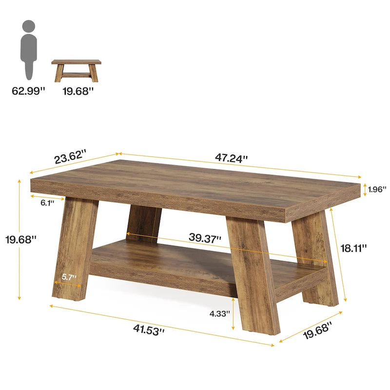 Farmhouse Coffee Table, 47.24-Inch Center Table