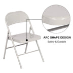 VECELO Folding Chairs Set of 4 Metal Frame Steel Seat with Triple Braced