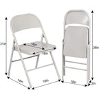 VECELO Folding Chairs Set of 4 Metal Frame Steel Seat with Triple Braced