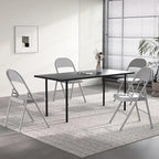 VECELO Folding Chairs Set of 4 Metal Frame Steel Seat with Triple Braced