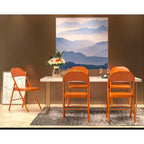 VECELO Folding Chairs Set of 4 Metal Frame Steel Seat with Triple Braced