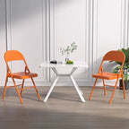 VECELO Folding Chairs Set of 4 Metal Frame Steel Seat with Triple Braced