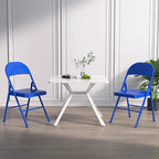 VECELO Folding Chairs Set of 4 Metal Frame Steel Seat with Triple Braced