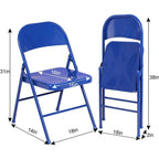 VECELO Folding Chairs Set of 4 Metal Frame Steel Seat with Triple Braced
