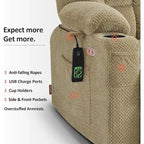 MCombo Dual Motor Power Lift Recliner Chair with Massage and Heat for Big People, Fabric R7891 (Large-Wide)