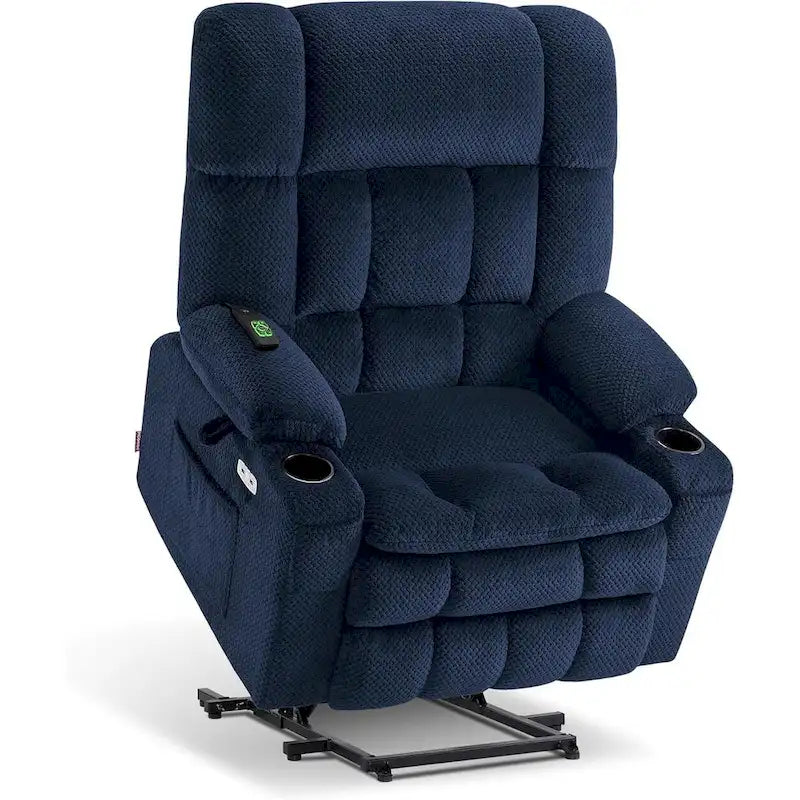 MCombo Dual Motor Power Lift Recliner Chair with Massage and Heat for Big People, Fabric R7891 (Large-Wide)