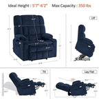 MCombo Dual Motor Power Lift Recliner Chair with Massage and Heat for Big People, Fabric R7891 (Large-Wide)