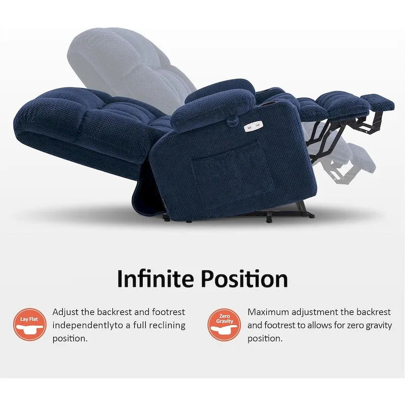 MCombo Dual Motor Power Lift Recliner Chair with Massage and Heat for Big People, Fabric R7891 (Large-Wide)